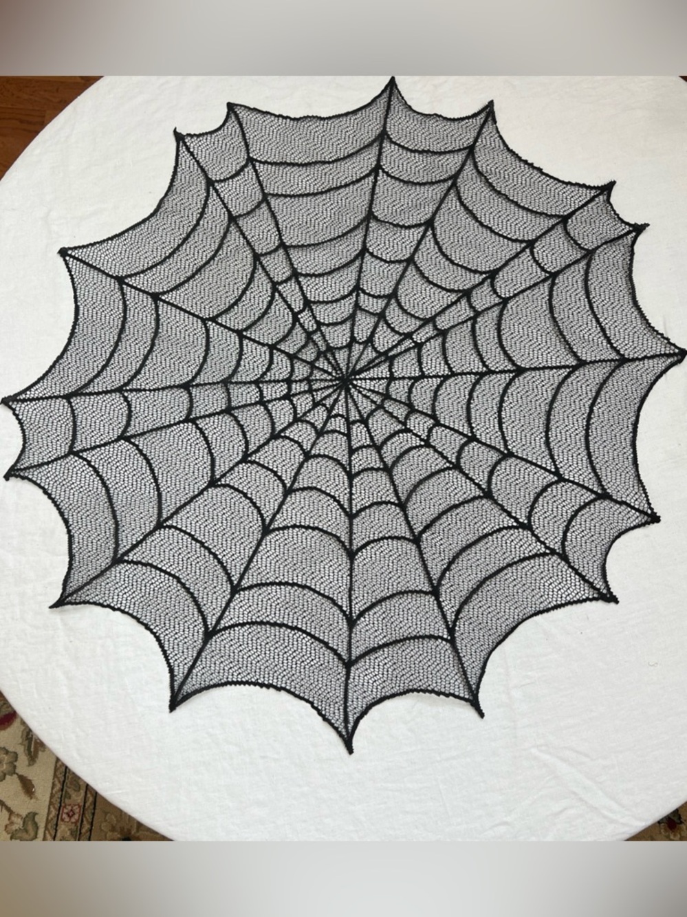 Spider Web Table Topper Halloween Doily Crochet Costume Piece 29" Decoration
